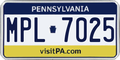 PA license plate MPL7025