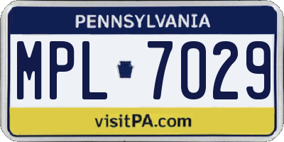PA license plate MPL7029