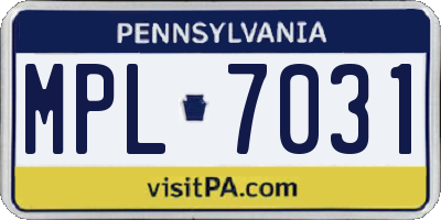 PA license plate MPL7031