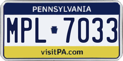 PA license plate MPL7033