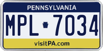 PA license plate MPL7034