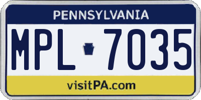 PA license plate MPL7035