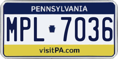 PA license plate MPL7036