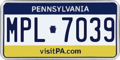 PA license plate MPL7039