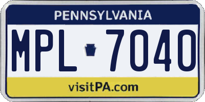 PA license plate MPL7040