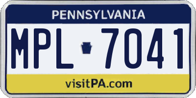 PA license plate MPL7041