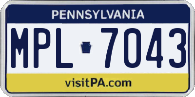 PA license plate MPL7043