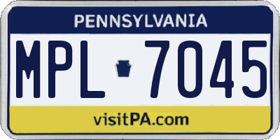 PA license plate MPL7045