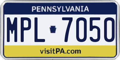 PA license plate MPL7050