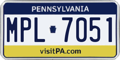 PA license plate MPL7051