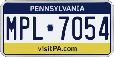 PA license plate MPL7054