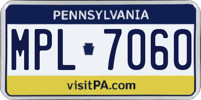 PA license plate MPL7060
