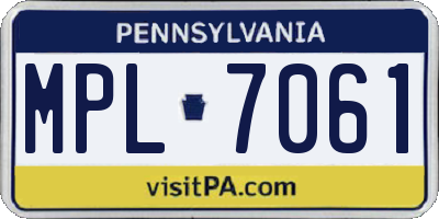 PA license plate MPL7061