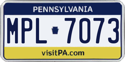 PA license plate MPL7073