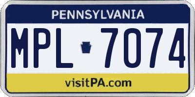 PA license plate MPL7074