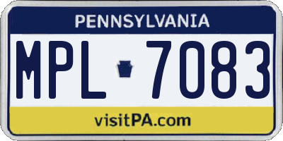 PA license plate MPL7083