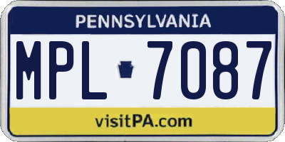 PA license plate MPL7087