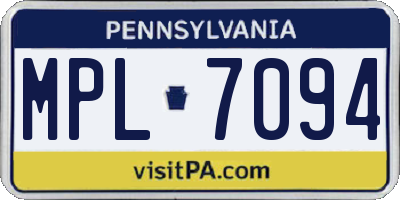 PA license plate MPL7094