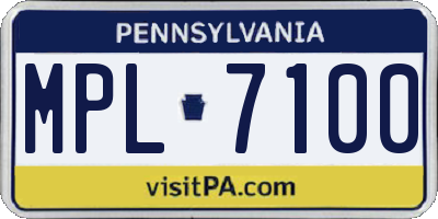 PA license plate MPL7100