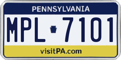 PA license plate MPL7101
