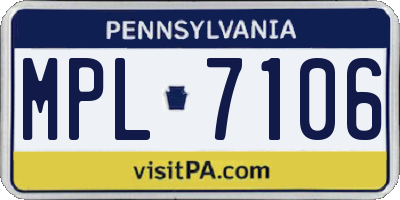 PA license plate MPL7106