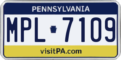 PA license plate MPL7109