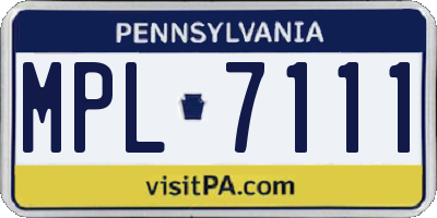 PA license plate MPL7111
