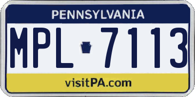 PA license plate MPL7113