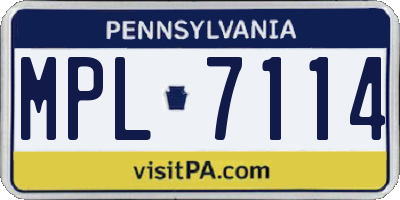 PA license plate MPL7114