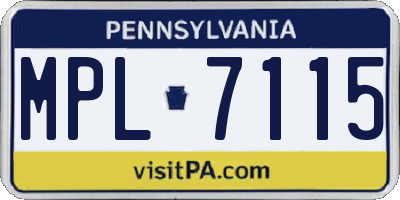 PA license plate MPL7115