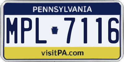 PA license plate MPL7116