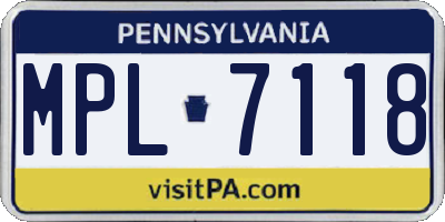 PA license plate MPL7118
