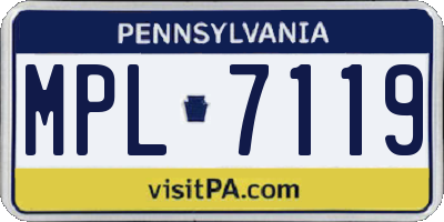 PA license plate MPL7119