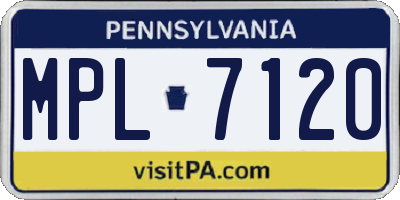 PA license plate MPL7120