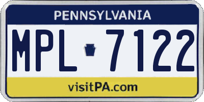 PA license plate MPL7122