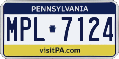 PA license plate MPL7124