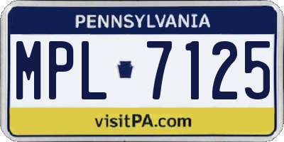 PA license plate MPL7125