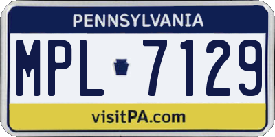 PA license plate MPL7129