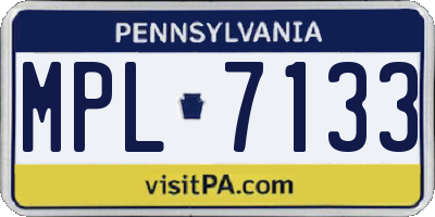PA license plate MPL7133