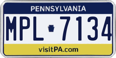 PA license plate MPL7134