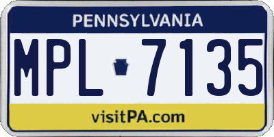 PA license plate MPL7135