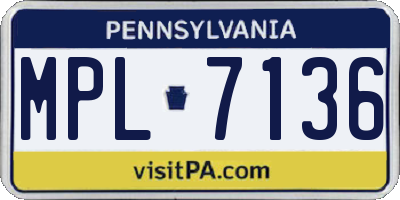 PA license plate MPL7136