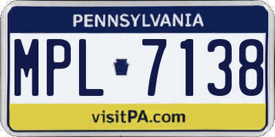 PA license plate MPL7138