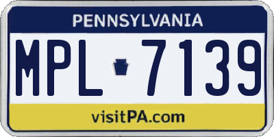 PA license plate MPL7139