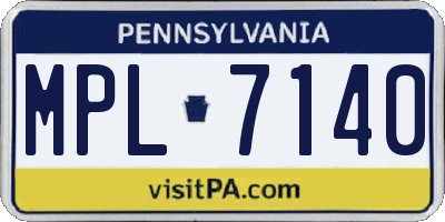 PA license plate MPL7140