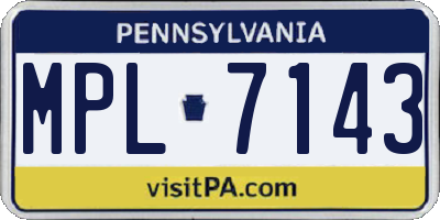 PA license plate MPL7143
