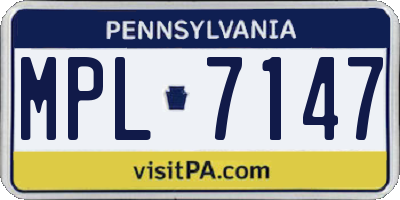PA license plate MPL7147