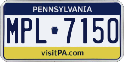 PA license plate MPL7150