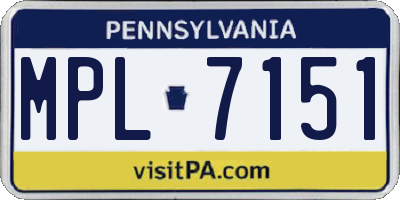 PA license plate MPL7151