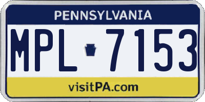 PA license plate MPL7153